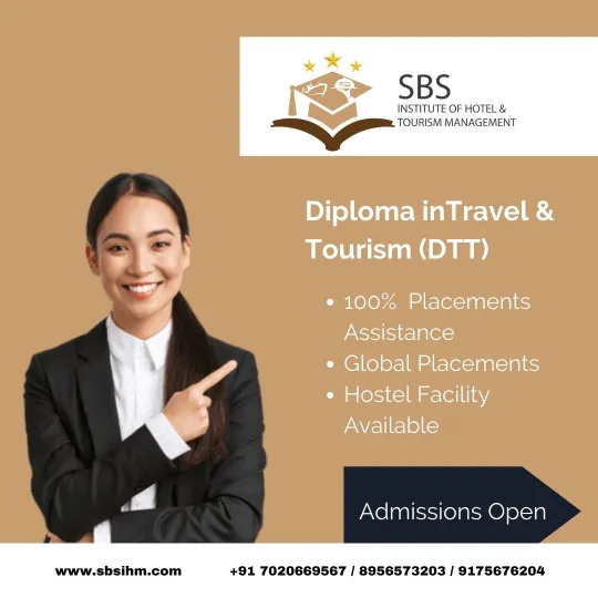 Diploma in Travel & Tourism (DTT) course in mumbai , fees , syllabus with 100% Guaranteed Placements by SBS Institute of Hotel Management in Virar, Mumbai